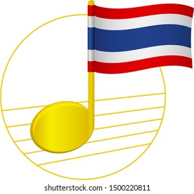 Thailand flag and musical note. Music background. National flag of Thailand and music festival concept vector illustration