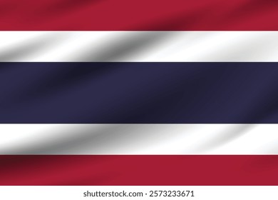 Thailand flag official colors and proportion digital vector illustration. Pleated flag.