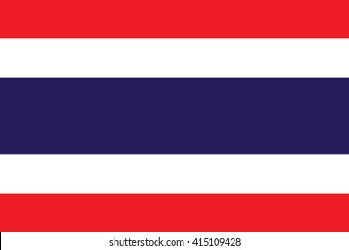 Thailändische Flagge, offizielle Farben und Proportion korrekt. Nationale Flagge Thailands. Flache Vektorgrafik. EPS10.