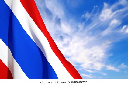 Bandera de Tailandia sobre el fondo del cielo. Vector EPS10