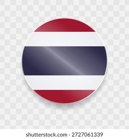 Thailand Flagge auf Knopf glänzendes Glas