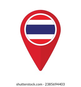 Thailand flag on map marker icon isolated