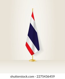 Thailand flag on a flag stand. Vector illustration.
