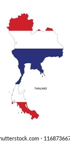 Thailand Flag Over Map Vector