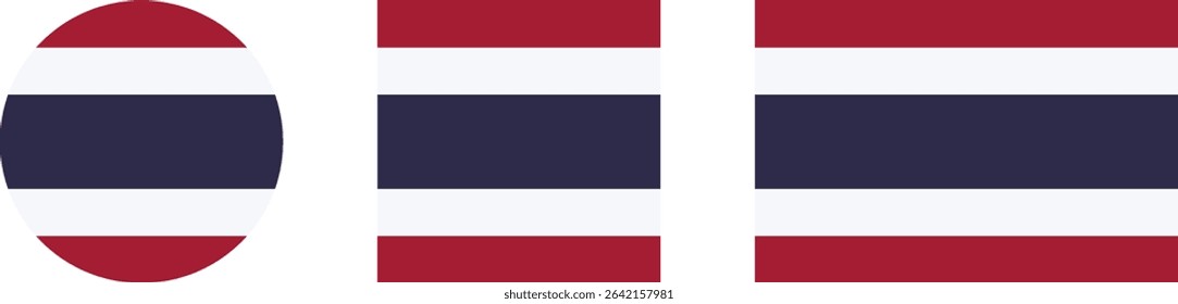 
Thailand flag PNG vector. Thailand square and round icon isolated on transparent PNG background. Thailand flag icon.