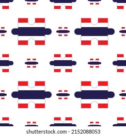 Thailand Fahnenpuzzle-Muster auf weißem Hintergrund. Vektorgrafik