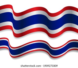 
Thailand flag with ribbon shape vector design