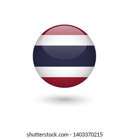 Thailand flag - round glossy button, Vector image and icon