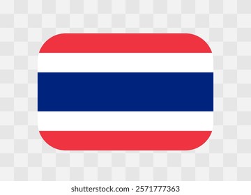 Thailand flag - rounded rectangle colorful flag representing a country cultural identity and heritage. The essence of national pride and unity. Vector flag on transparent background.