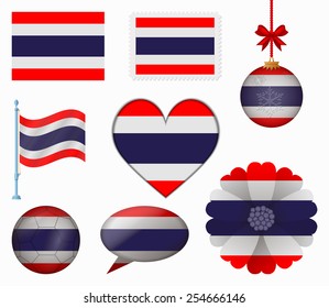 Thailand flag set of 8 items vector
