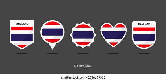 Thailand Flag Set Vector Illustration. Good Used for Sticker, Logo, Icon, Clipart, Etc - EPS 10 Vector