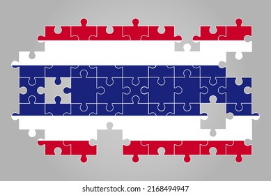 Thailand flag shape of jigsaw puzzle vector, puzzle map, Thailand flag for children and classroom, country logo asset, solve problem concept, flat design