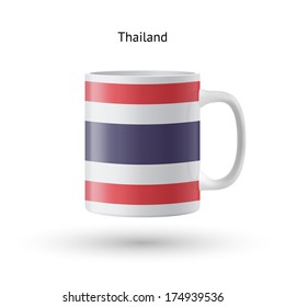 Thailand flag souvenir mug isolated on white background. Vector illustration.