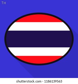 Burbuja del discurso de la bandera de Tailandia, señal de comunicación en medios sociales, icono del óvalo de negocios de piso.
