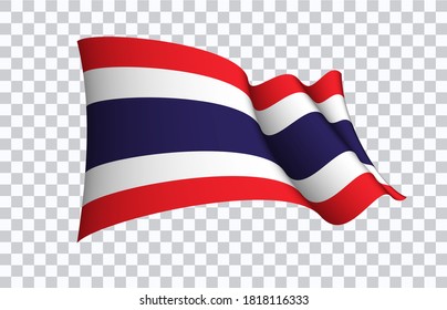 Thailand flag state symbol isolated on background national banner. Greeting card National Independence Day of the Kingdom of Thailand. Illustration banner with realistic state flag.