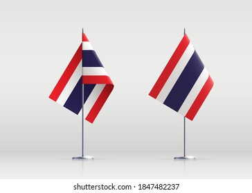 Thailand flag state symbol isolated on background national banner. Greeting card for National Independence Day of the Kingdom of Thailand. Illustration banner with realistic state flag.