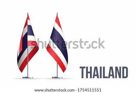 Thailand flag state symbol isolated on background national banner. Greeting card National Independence Day of the Kingdom of Thailand. Illustration banner with realistic state flag.