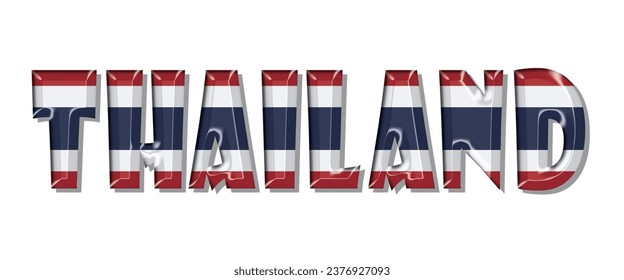 THAILAND flag text font, 3D THAILAND colorful background, THAILAND flag vector illustration