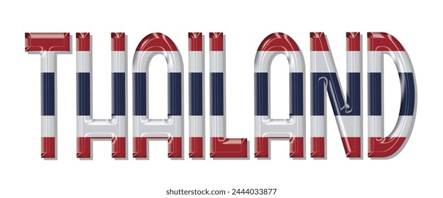 Fuente del texto de la bandera de Tailandia, fondo colorido de la bandera de Tailandia 3D, ilustración vectorial de la bandera de Tailandia