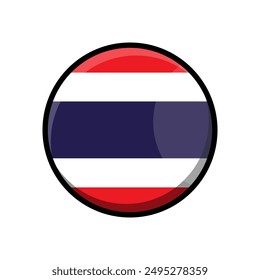 Thailand flag vector in circle round on white background.