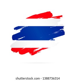 Thailand flag. Vector illustration on white background. Brush strokes drawn by hand.