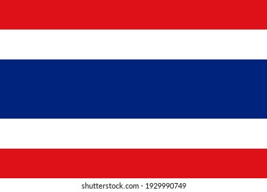 Thailand flag vector illustration,official colors and proportion correctly. National Thailand flag. Flat vector illustration. EPS10.