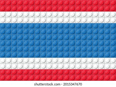 Thailand flag vector pattern from red and white small fun block brick , Building bricks toy for square wallpaper, wall, backdrop, background. vector illustration