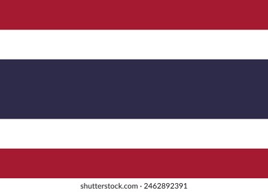 Thailand flag vector. The red stripes reflect the bloodshed in Thailand's fight for independence; the white represents pureness and Buddhism, and the blue represents the Thai monarchy.