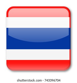 Thailand Flag Vector Square Icon - Illustration