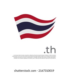 Thailand flag. Vector stylized design thai national poster on a white background. Flag painted with abstract brush strokes with th domain, place for text. State patriotic banner of thailand, cover