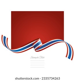 Thailand flag vector. World flags and ribbons. Thai flag ribbon on abstract color background