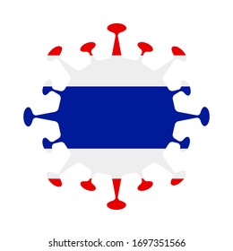 Thailand flag in virus shape, symbolizing COVID-19 and healthcare awareness.