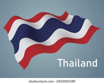 Thailand flag, Waving on blue background, vector format is eps10 