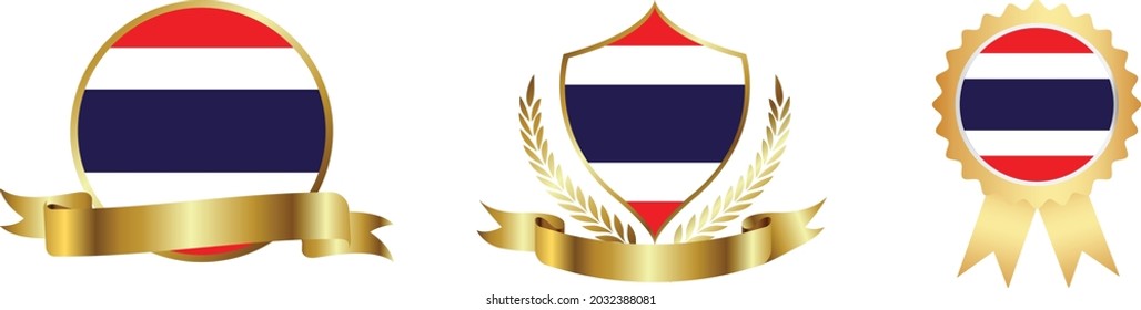 Thailand flags. Symbols of countries map