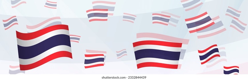 Thailand flag-themed abstract design on a banner. Abstract background design with National flags. Vector illustration.