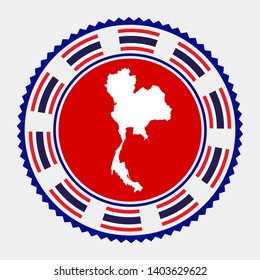Thailand flat stamp. Round logo with map and flag of Thailand. Vector illustration.
