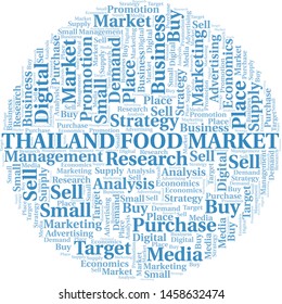 Thailand Food Market word cloud. Vector made with text only