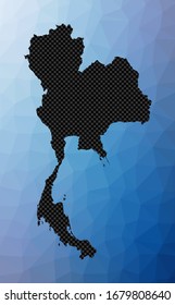 Mapa geométrico de Tailandia. Forma de galería de símbolos de Tailandia en estilo de polos bajos. Impresionante ilustración de un país vectorial.
