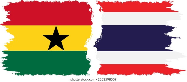 Thailand and Ghana grunge flags connection, vector