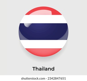 Tailandia lustroso bandera nacional burbuja forma redonda icono de ilustración vectorial