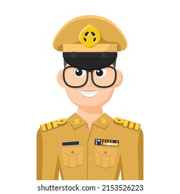 Thailand government officer in simple flat vector. personal profile icon or symbol. people concept vector illustration.