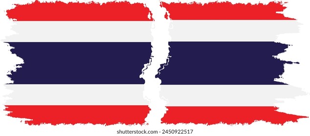 Thailand and Thailand grunge flags connection, vector