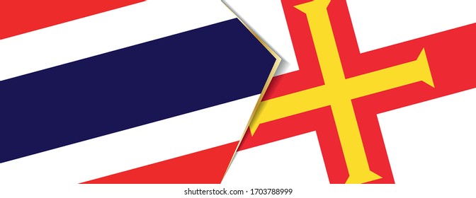 Thailand and Guernsey flags, two vector flags symbol of relationship or confrontation.