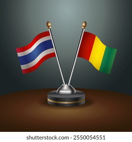 Banderas de tabla de Tailandia y Guinea con relación con el fondo de gradiente. Ilustración vectorial