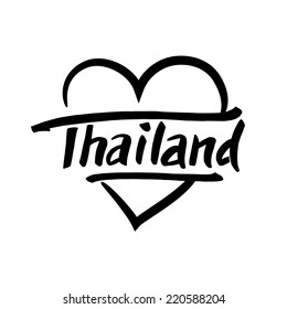 Thailand hand drawn lettering. Typographic design elements