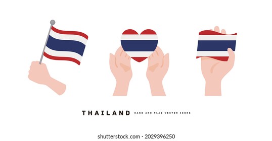 [Thailand] Hand and national flag icon vector illustration	