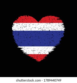 Thailand Heart Shape Flag Grunge Distress Vintage Style