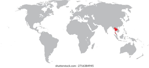 Tailandia destacada en el diseño del Vector del mapa mundial