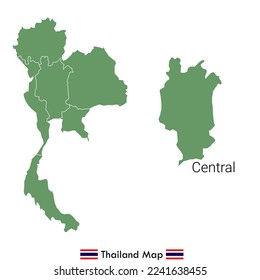 Thailand - Highly detailed illustrated map divided by regions. Central.