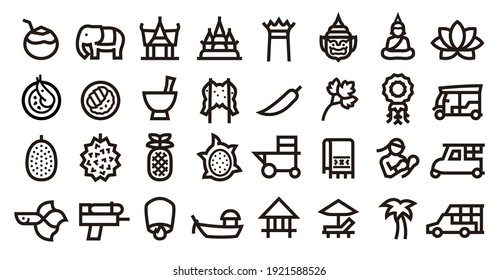 Thailand Icon Set (Bold outline version)